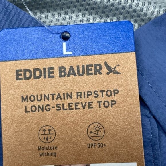 Eddie Bauer Mountain Ripstop Womens Long Sleeve Top Classic Fit Blue L d0552 - Picture 5 of 10